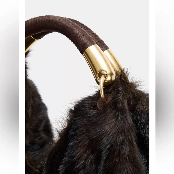 Zara FAUX FUR MAXI BAG - Picture 3 of 6